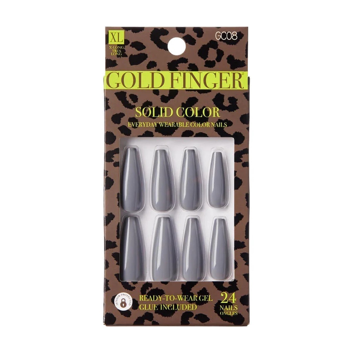 Gold Finger Solid Color XL Nails #GC08