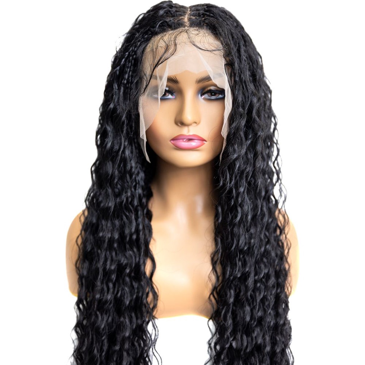 B & B Knotless Synthetic Full Lace Braided Wig - Micro Peruvian Wave
