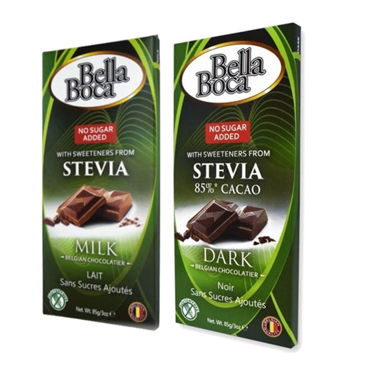Bella Boca No Sugar Added Stevia Belgian Chocolate 85g