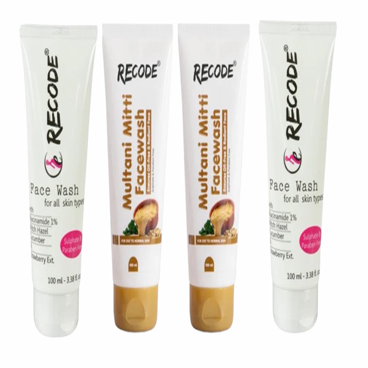 2 Multani Mitti & 2 All Skin Types Facewash Combo(100mlX4)